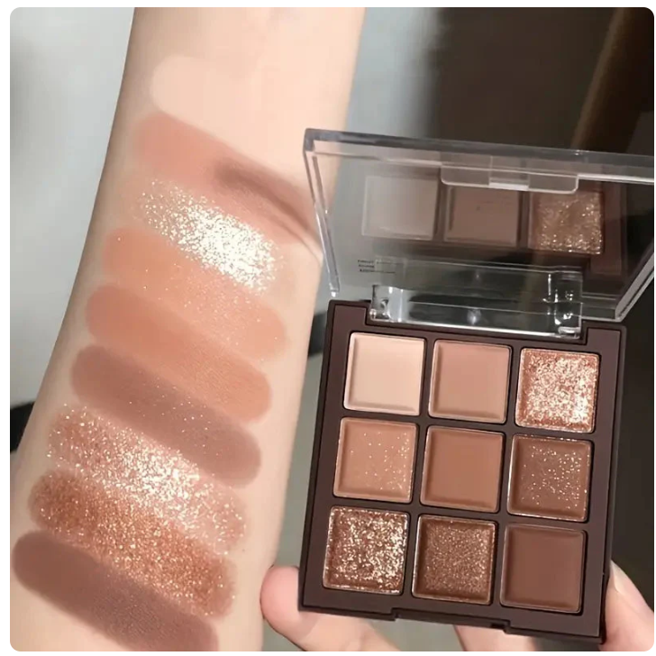 Chocolate 9-Color Earth Tone Eyeshadow Palette | Matte & Shimmer Glitter, Now Only $19.9