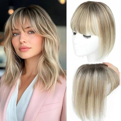 10inch Hair Toppers for Women Real Human Hair Toppers for Women with Thinning Hair Topper with Bangs Hair Toppers for Women Hair Pieces for Women(Top hair topper)