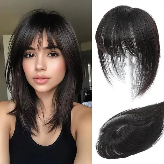 10inch Hair Toppers for Women Real Human Hair Toppers for Women with Thinning Hair Topper with Bangs Hair Toppers for Women Hair Pieces for Women(Top hair topper)