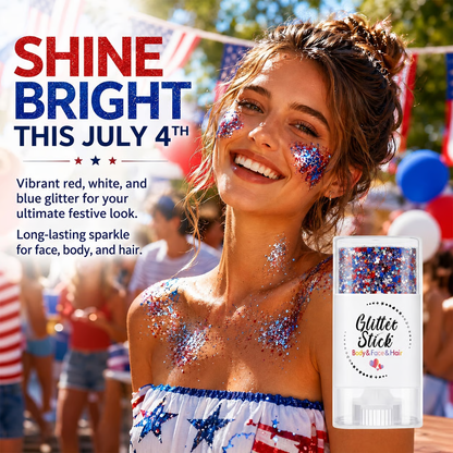 🏆Flash Sale#3-in-1 Patriotic Glow😍✨Red, White & Blue Glitter Body Stick