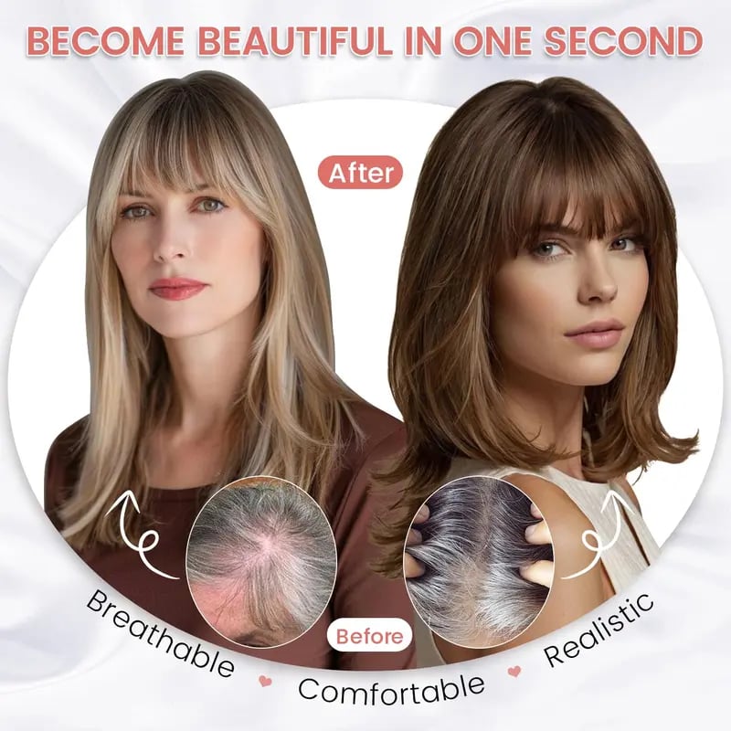 10inch Hair Toppers for Women Real Human Hair Toppers for Women with Thinning Hair Topper with Bangs Hair Toppers for Women Hair Pieces for Women(Top hair topper)