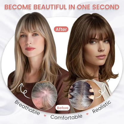 10inch Hair Toppers for Women Real Human Hair Toppers for Women with Thinning Hair Topper with Bangs Hair Toppers for Women Hair Pieces for Women(Top hair topper)