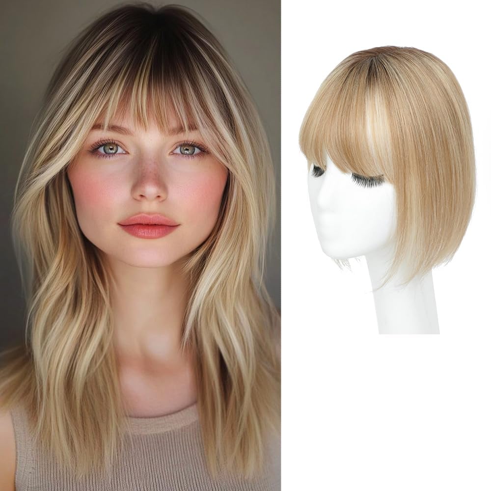 10inch Hair Toppers for Women Real Human Hair Toppers for Women with Thinning Hair Topper with Bangs Hair Toppers for Women Hair Pieces for Women(Top hair topper)