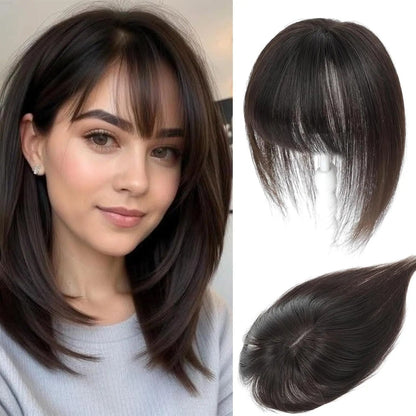 10inch Hair Toppers for Women Real Human Hair Toppers for Women with Thinning Hair Topper with Bangs Hair Toppers for Women Hair Pieces for Women(Top hair topper)