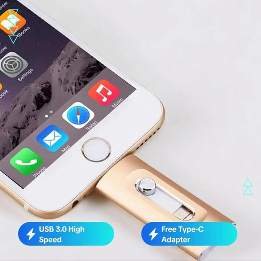⚡3 in 1 Flash Drive⚡Portable High Speed USB 3.0 Memory Storage