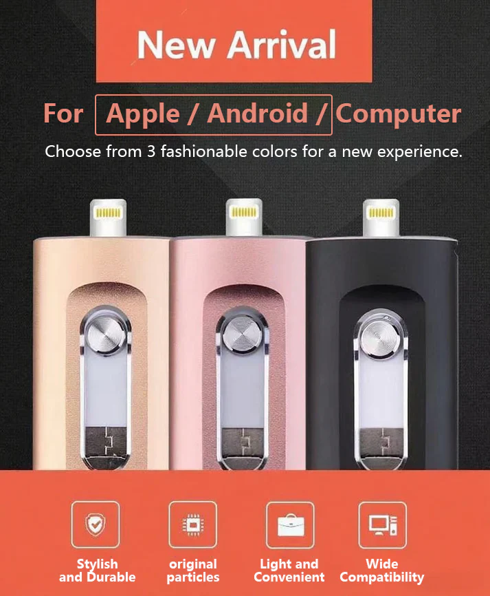 ⚡3 in 1 Flash Drive⚡Portable High Speed USB 3.0 Memory Storage